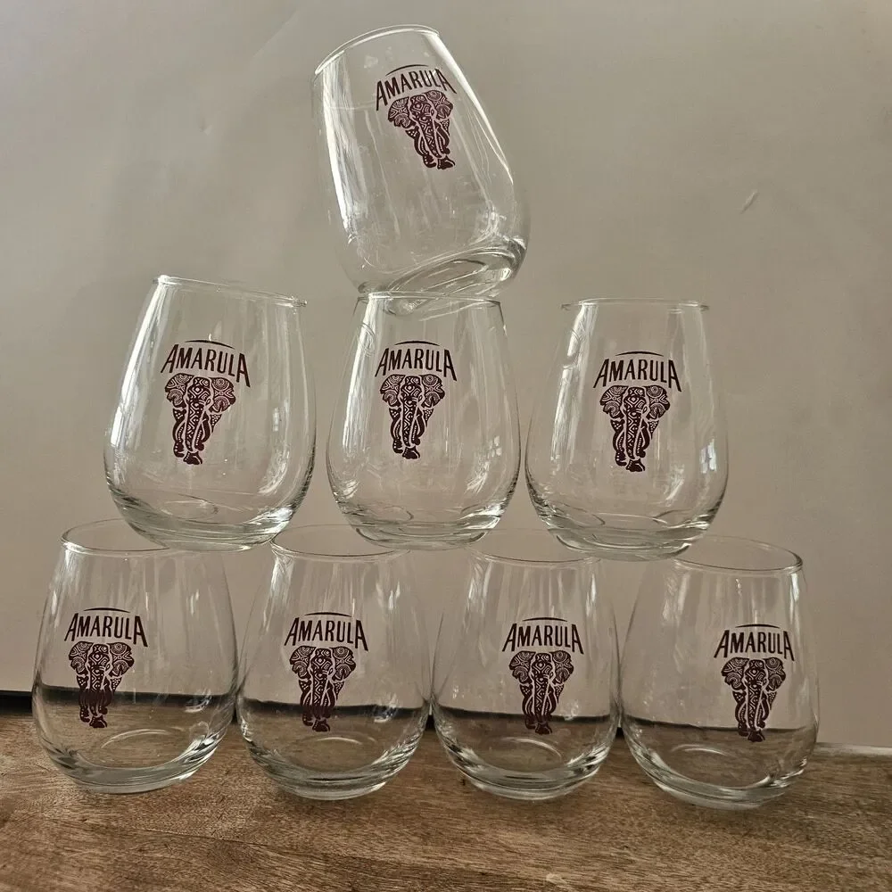 Amarula wine/cocktail stemless glasses 12oz Set of 8